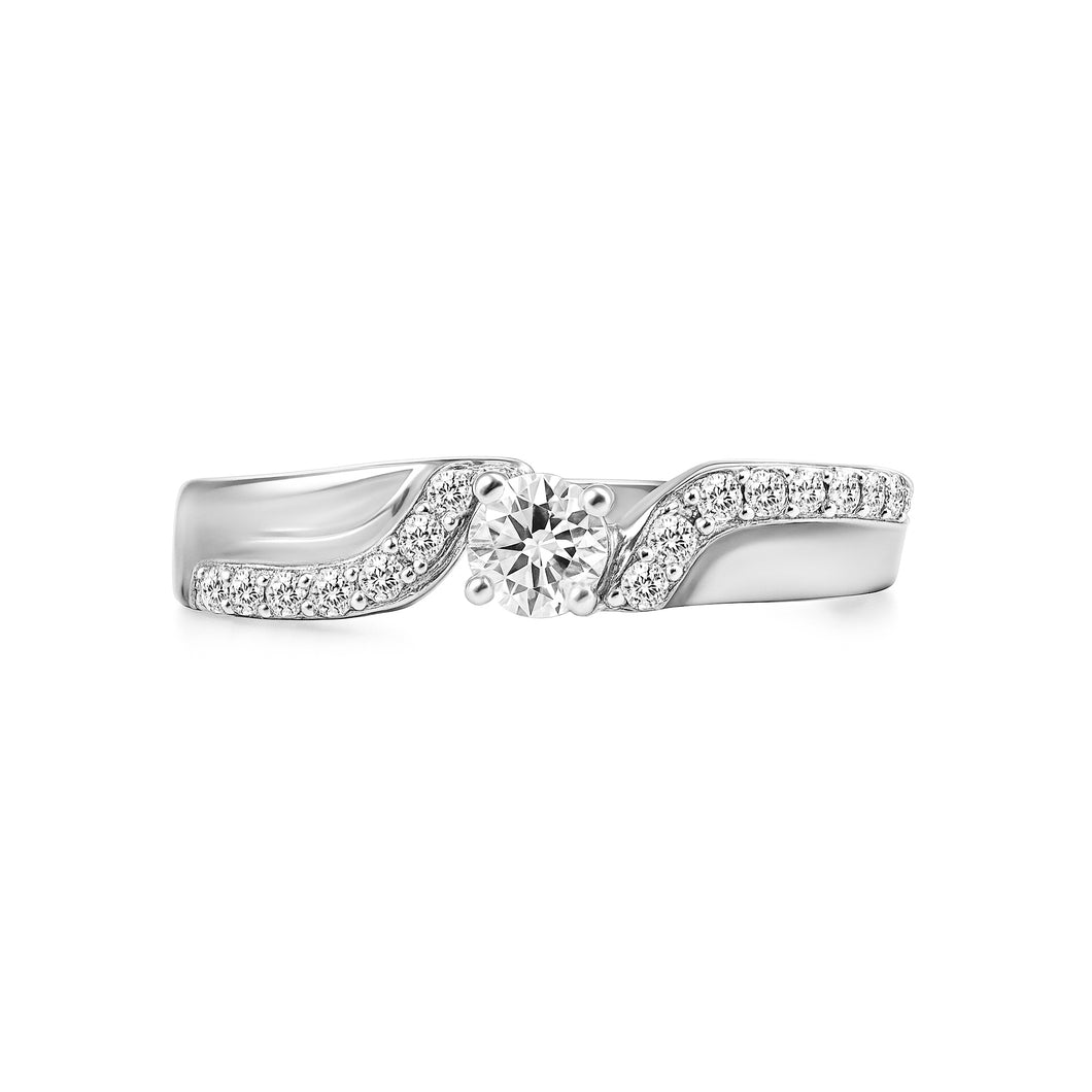 Anillo compromiso  Curva en Oro Blanco 18 k