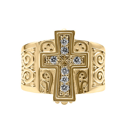 Anillo en Oro  18k Cruz con Diamantes