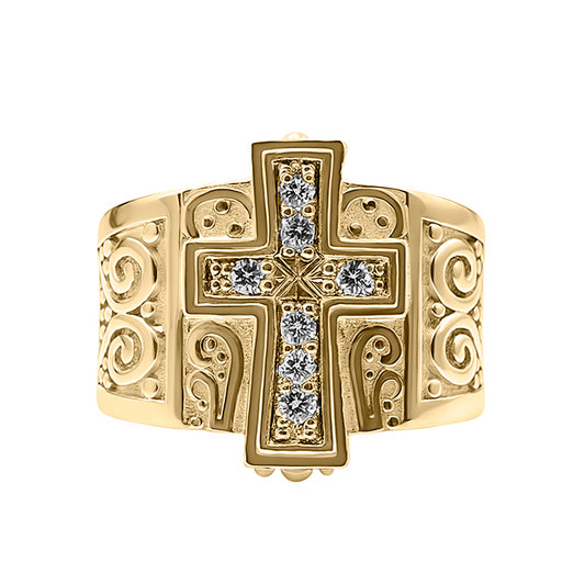 Anillo en Oro  18k Cruz con Diamantes