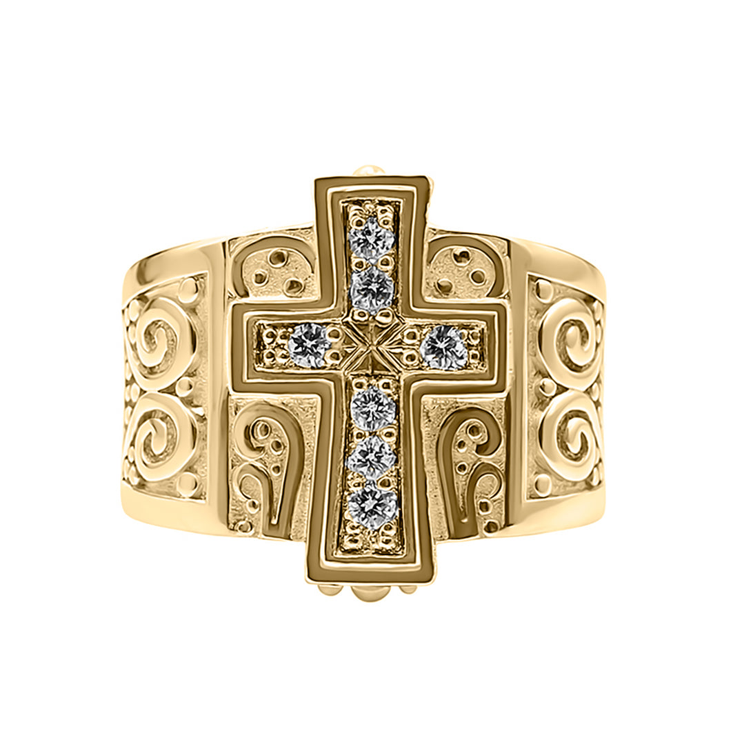 Anillo en Oro  18k Cruz con Diamantes