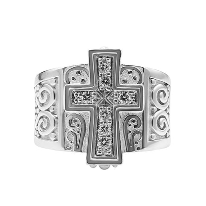 Anillo en Oro  18k Cruz con Diamantes