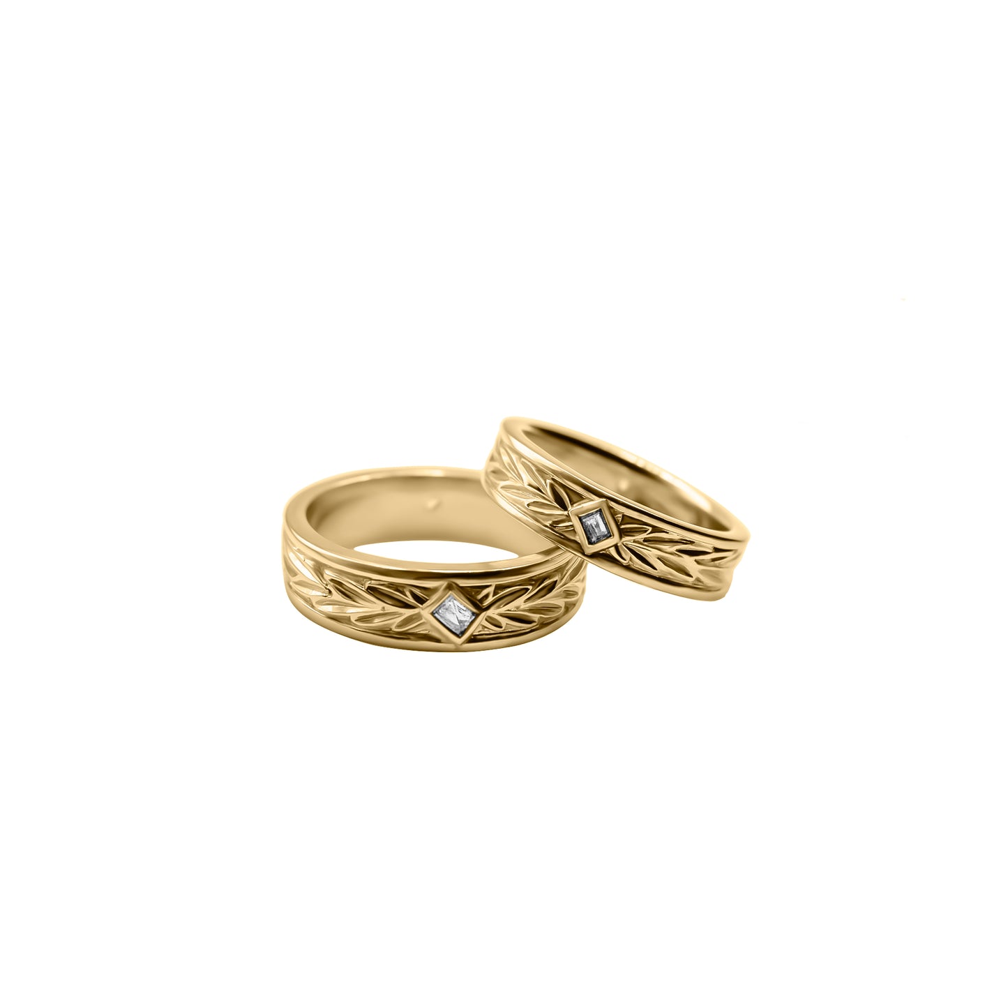 Alianza Anillo  Matrimonial con laurel  : En Oro 18k Con Diamante
