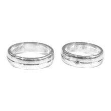 Cargar imagen en el visor de la galería, Par Argollas Matrimonio Boda En Plata 950 Baño De Oro Blanco
