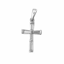 Cargar imagen en el visor de la galería, Cruz Circones Oro Blanco 18k
