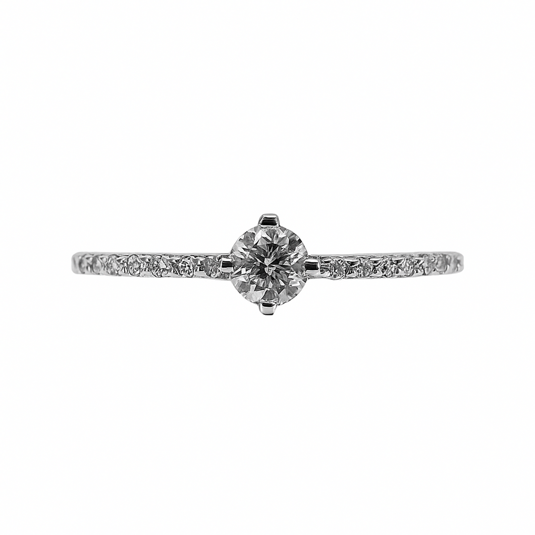 Anillo de Compromiso Oro Blanco 18 k Diamantes