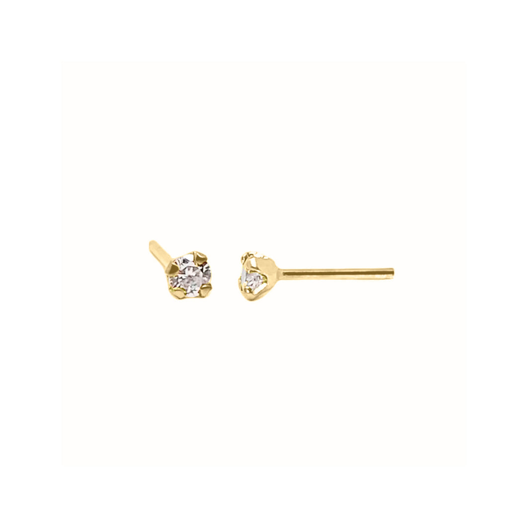 Topos Solitarios 4 Uñas 2mm Oro Amarillo 18k, Con Circón