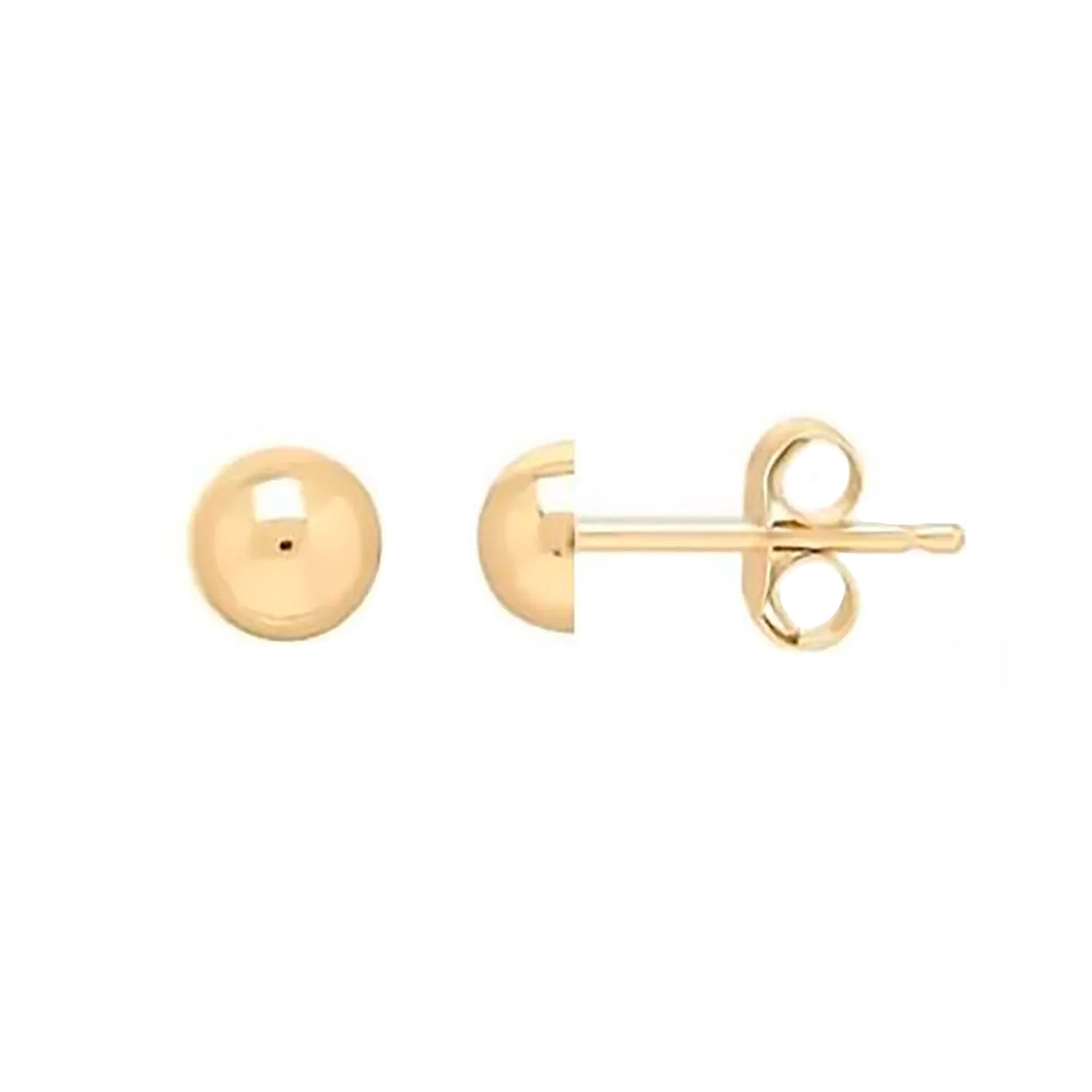 Aretes De Media Bola  18k Oro