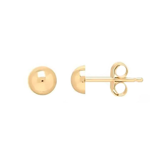 Aretes De Media Bola  18k Oro