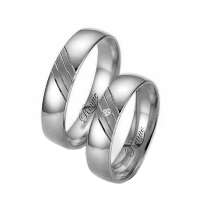 Argollas de Matrimonio rodio efecto oro blanco  En Plata .950