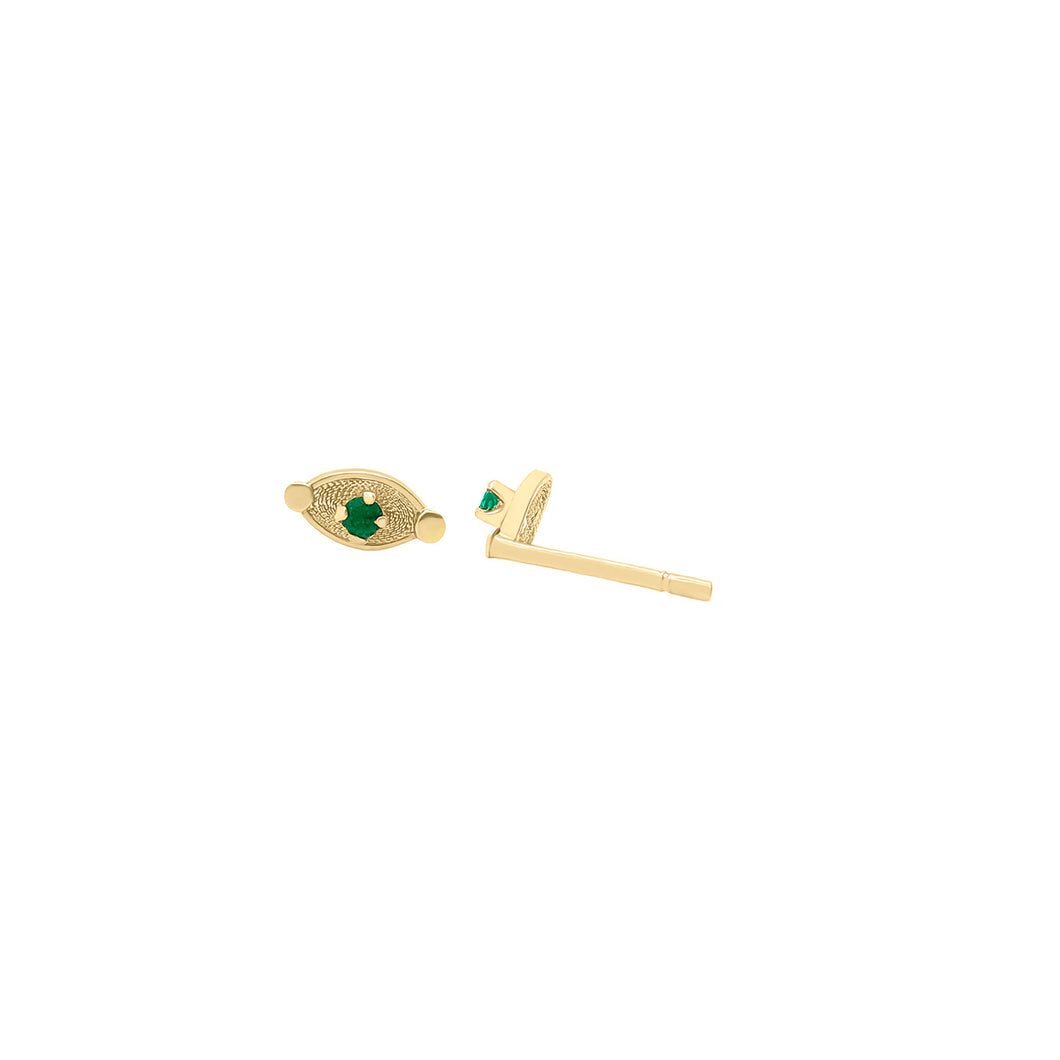 Topos De Filigrana En Oro Amarillo 18k, Con Esmeralda