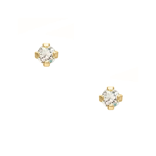 Aretes Topos Oro Amarillo 18k 3mm Circones Clásicos Bebe