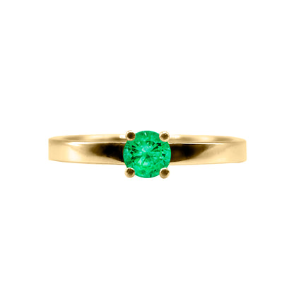 Anillo De Compromiso En Oro Con Esmeralda De 4mm