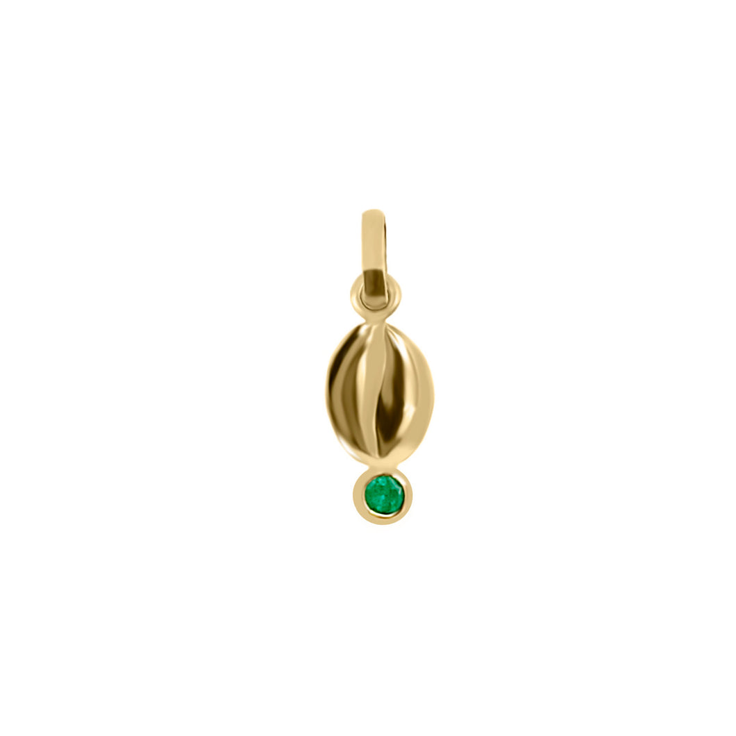 Dije De Pepa De Café En Oro 18k Con Esmeralda