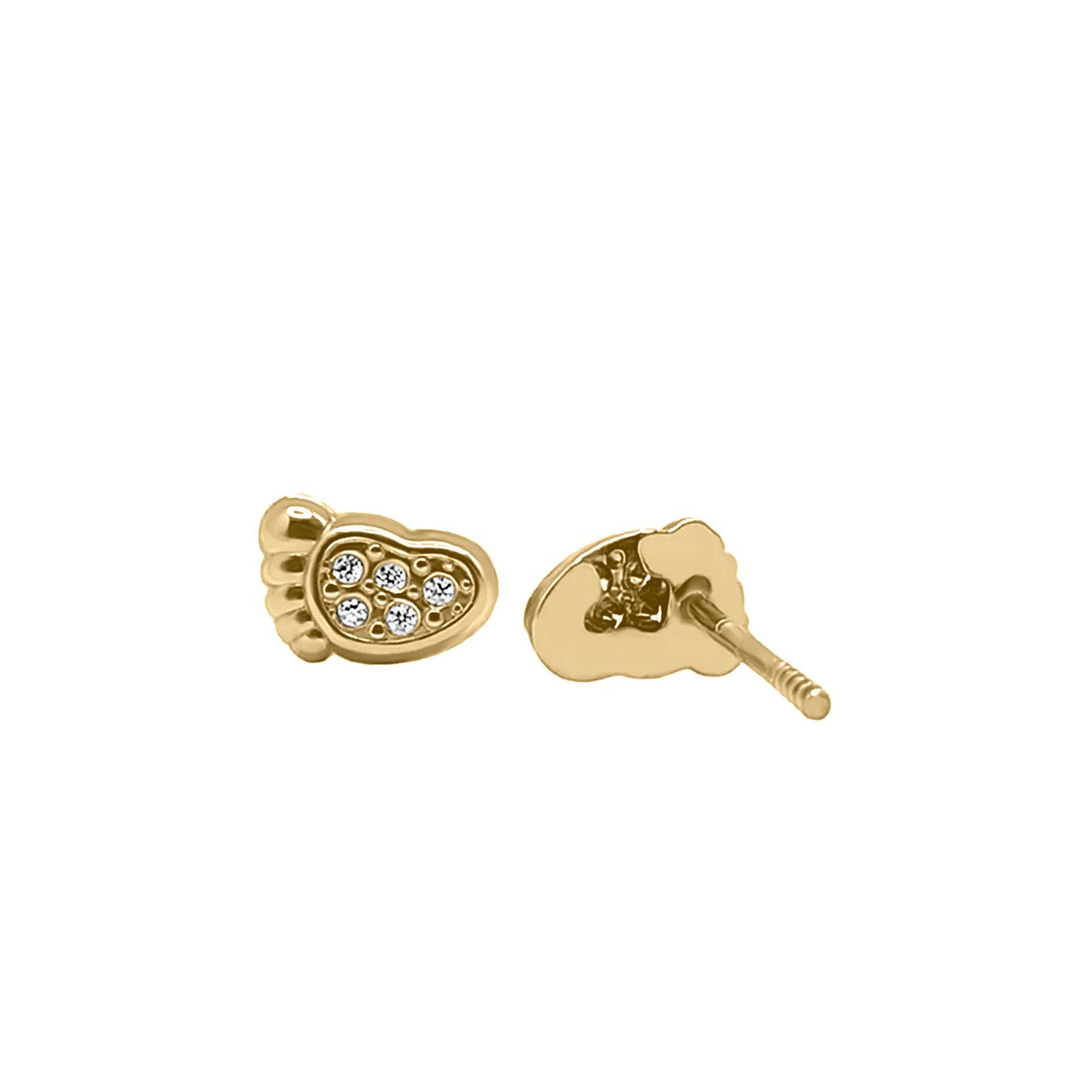 Topos De Pies En Oro Amarillo 18k Con Circón Para Mujer/niña