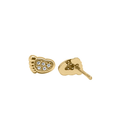 Topos De Pies En Oro Amarillo 18k Con Circón Para Mujer/niña