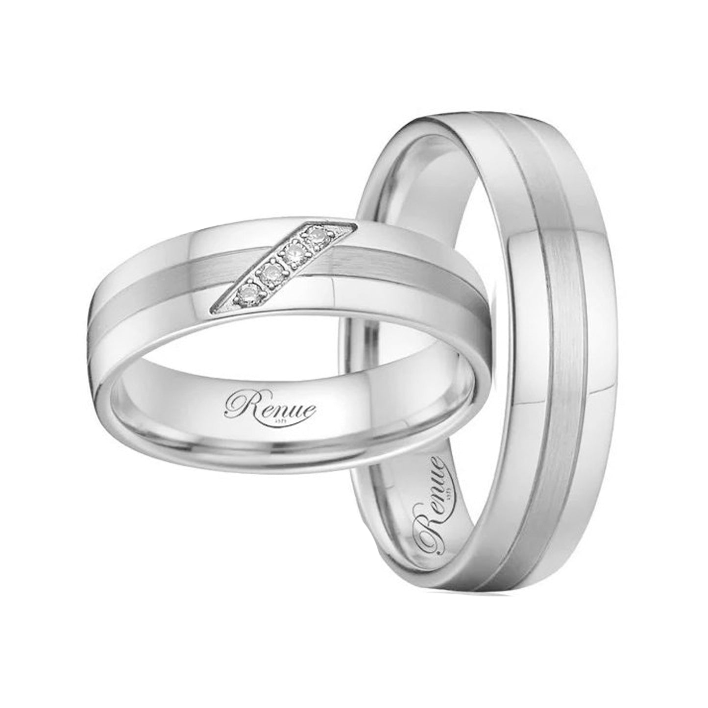 Anillo De Matrimonio Rodio Efecto Baño Oro Blanco C/u
