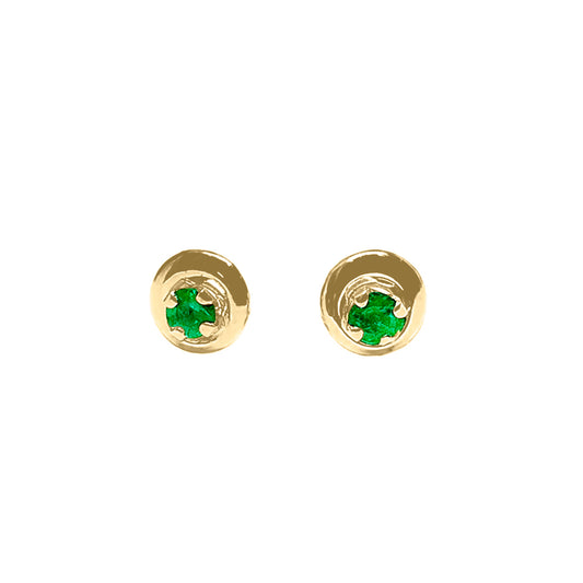 Topos Media Luna En Oro Amarillo 18k, Con Esmeralda