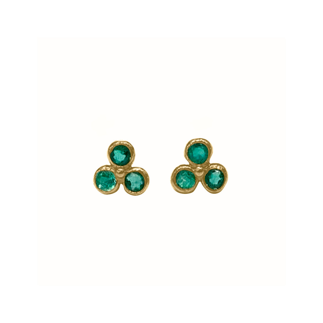 Topos Aretes Para Bebe, Oro Amarillo Y Esmeralda Certifica