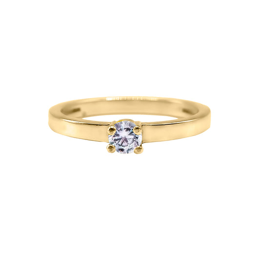 Anillo De Compromiso En Oro Con Circón De 3.00 Mm