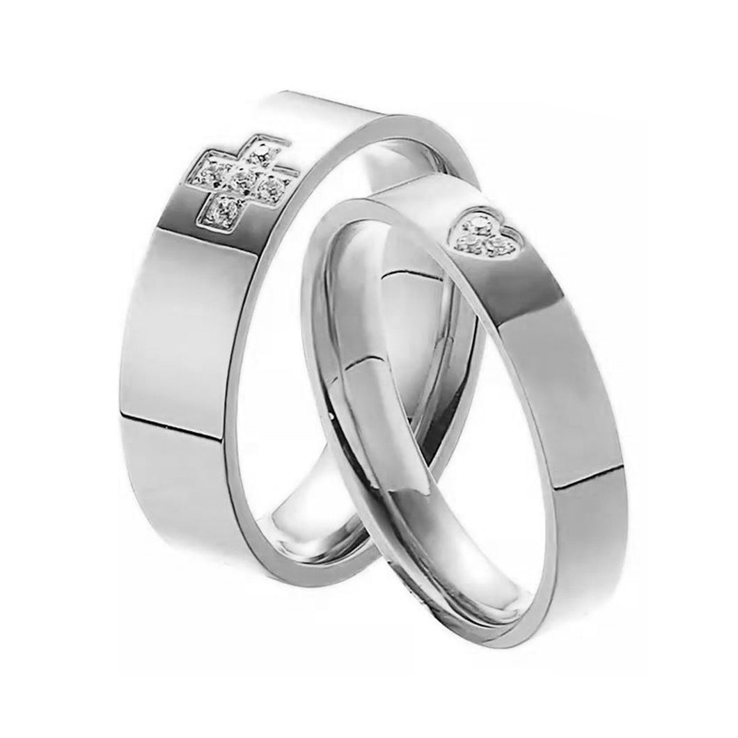 Argollas de matrimonio Corazón y Cruz en Plata
