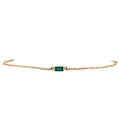 Pulsera En Oro Con Esmeralda En Oro Amarillo 18k