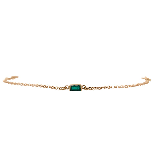 Pulsera En Oro Con Esmeralda En Oro Amarillo 18k