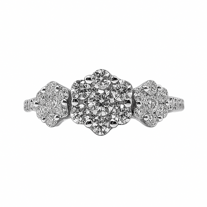 Anillo de Diamante 3 Flores