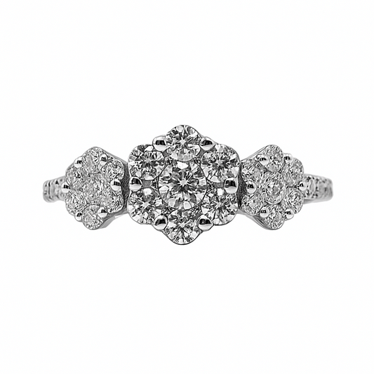 Anillo de Diamante 3 Flores