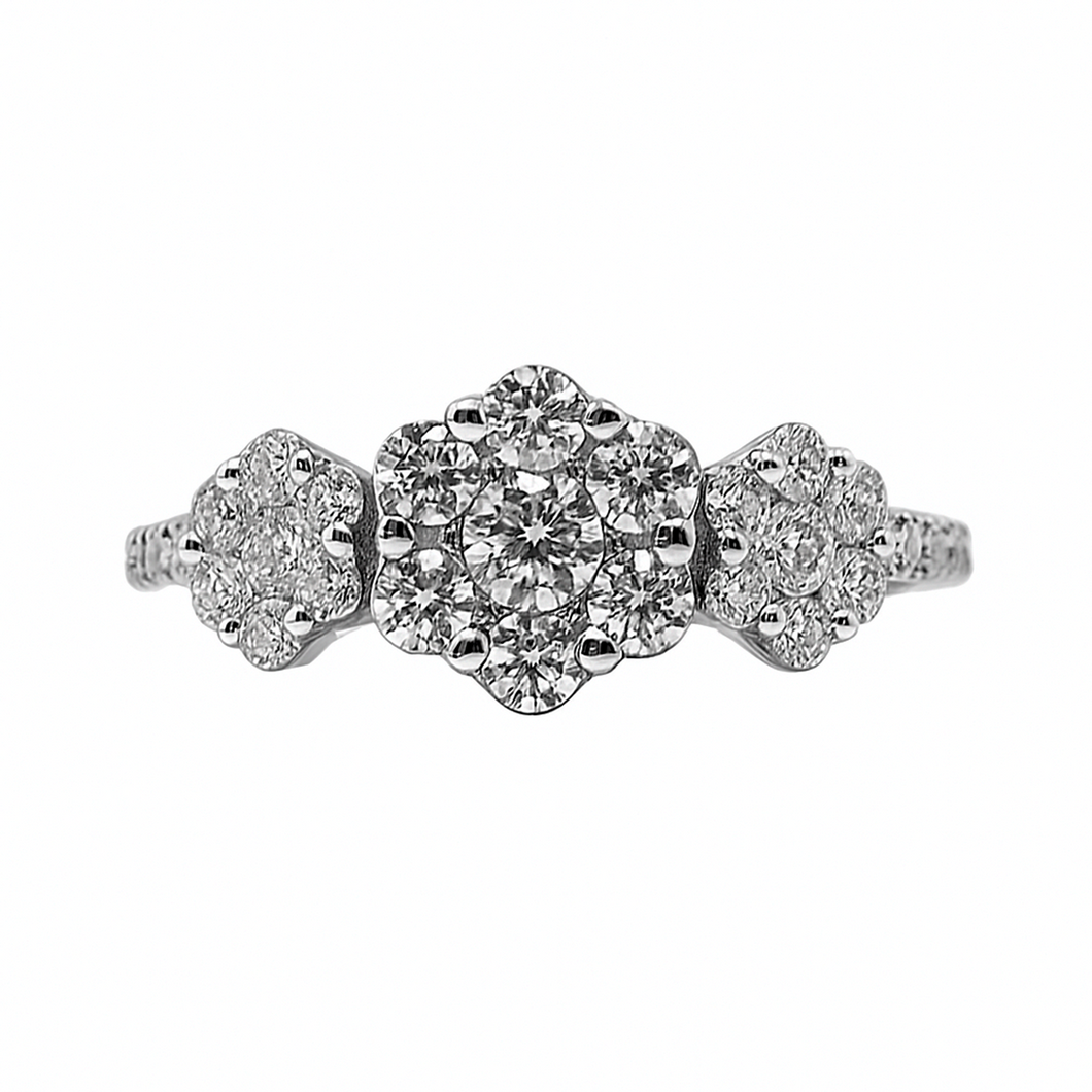 Anillo de Diamante 3 Flores