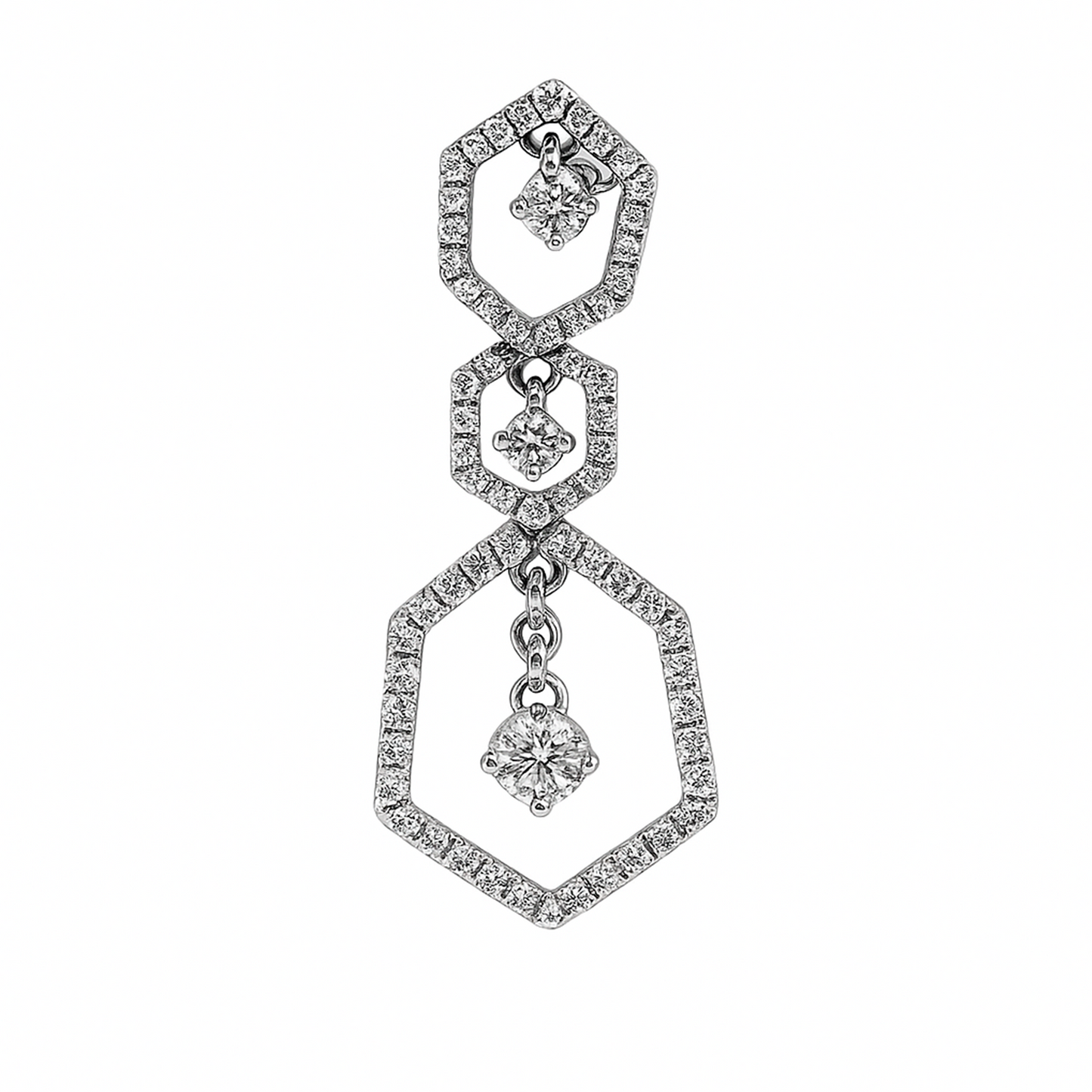 Dije Hexágono en Oro Blanco 18 K con Diamante