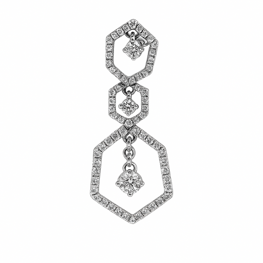 Dije Hexágono en Oro Blanco 18 K con Diamante
