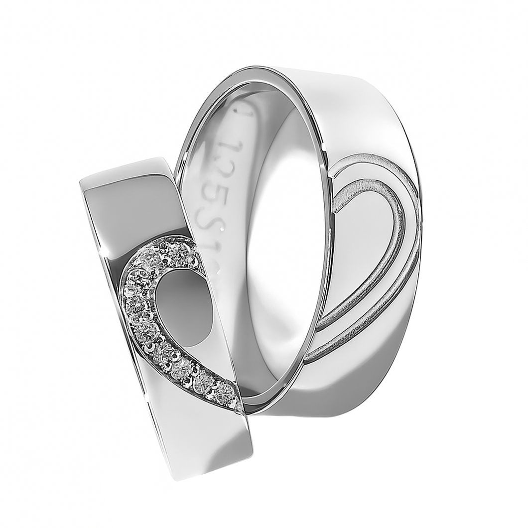 Par Argollas De Matrimonio En Plata 950 Corazón Grabado