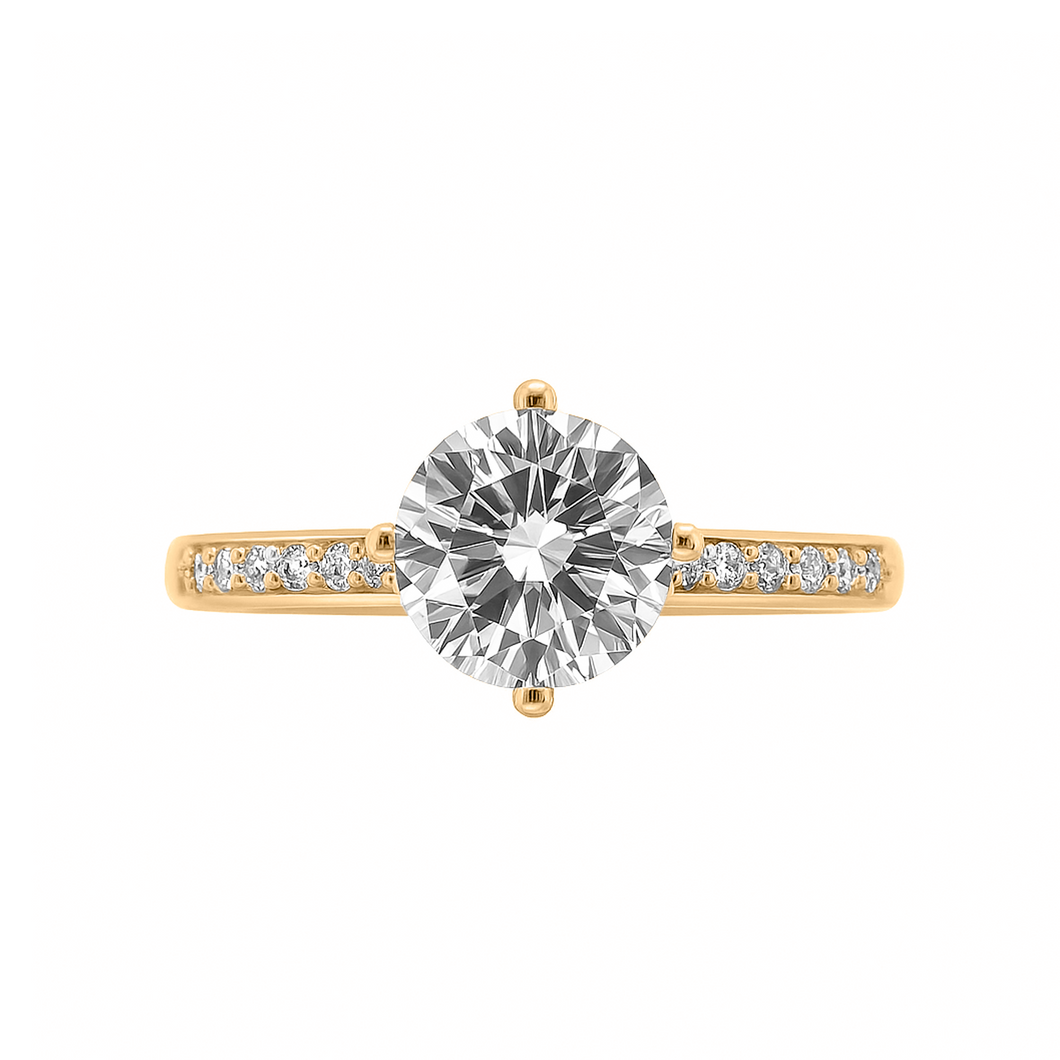 Anillo De Compromiso Oro amarillo 18 K con circón Estilo solitario