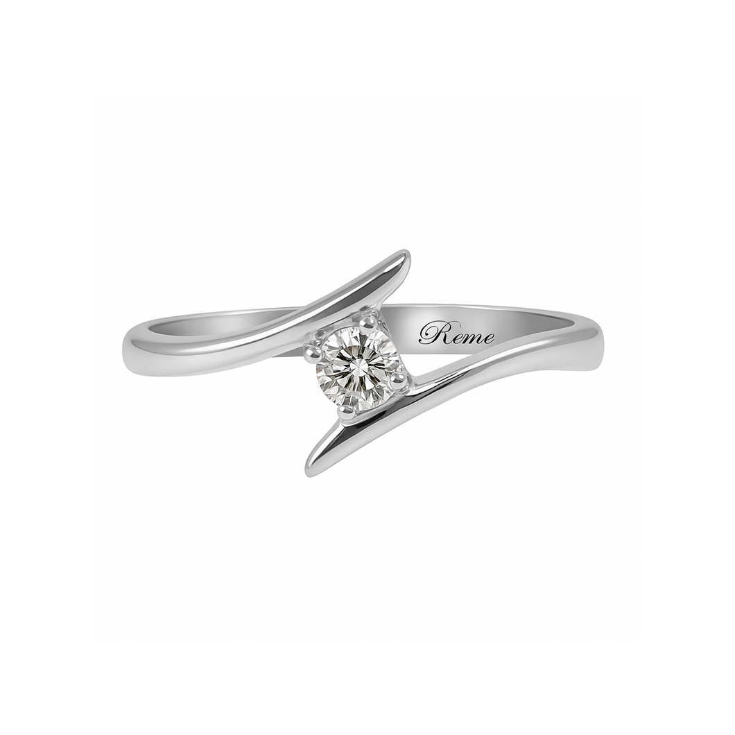 Anillo De Compromiso Oro Blanco 18 K con Diamante 0.12 ct