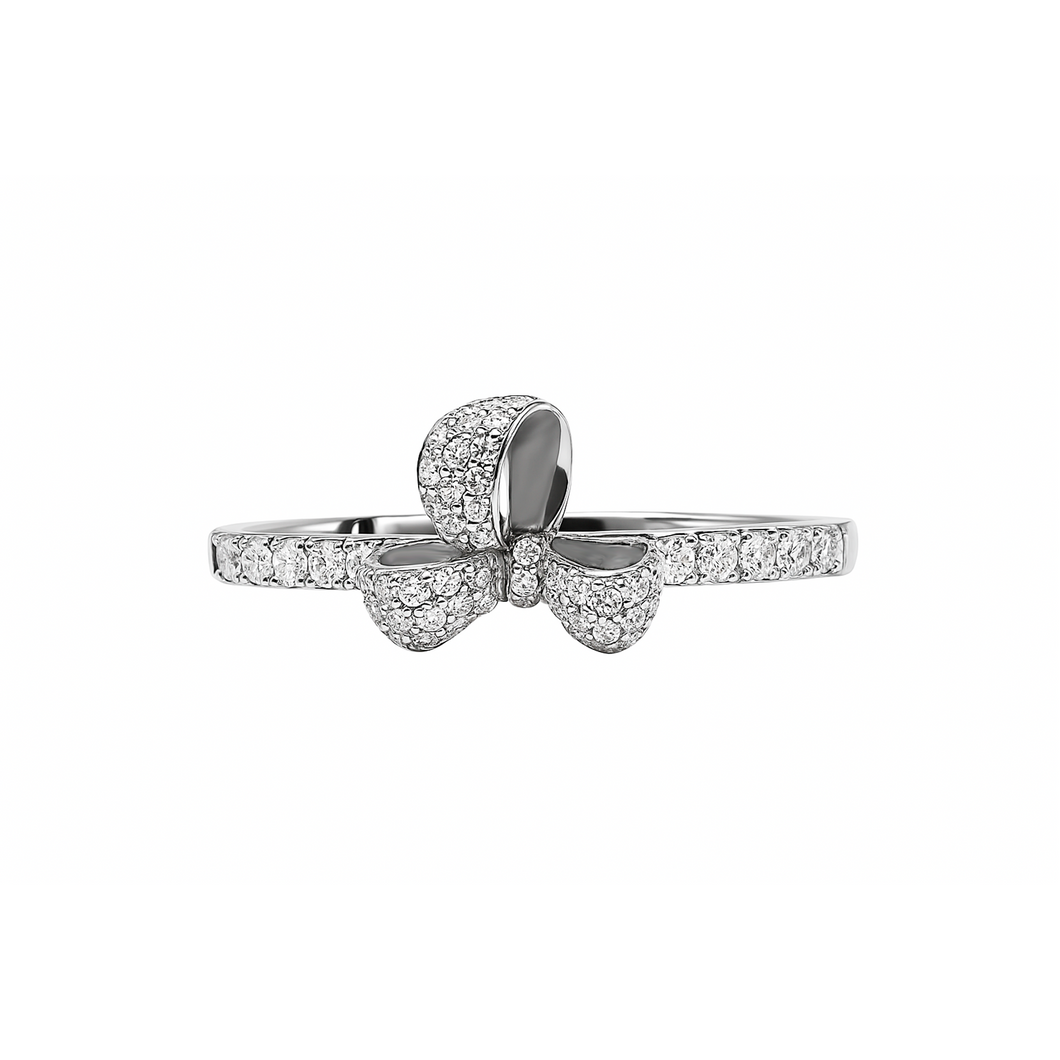 Anillo de Moño de Diamantes Oro Blanco 18 k
