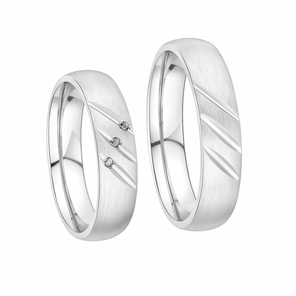 Argollas De Matrimonios en  Plata rodio efecto Baño Oro Circón Suizo C/u