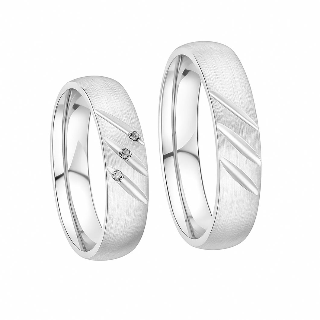 Argollas De Matrimonios en  Plata rodio efecto Baño Oro Circón Suizo C/u