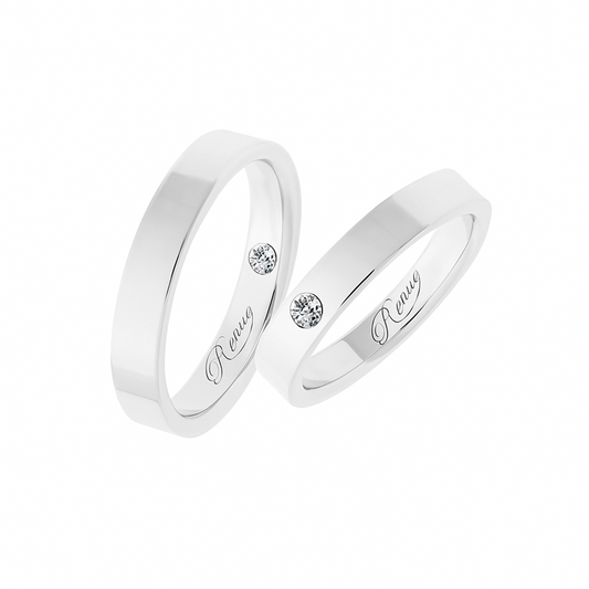 2 Argollas Para Matrimonio efecto Baño En Oro Blanco