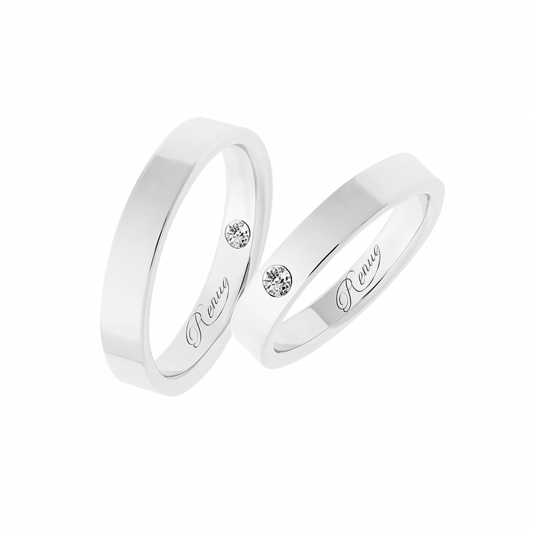 2 Argollas Para Matrimonio efecto Baño En Oro Blanco