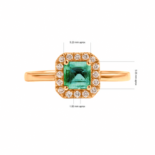 Cargar imagen en el visor de la galería, Anillo de Compromiso en Oro Amarillo 18k con Diamantes y Esmeralda catedral

