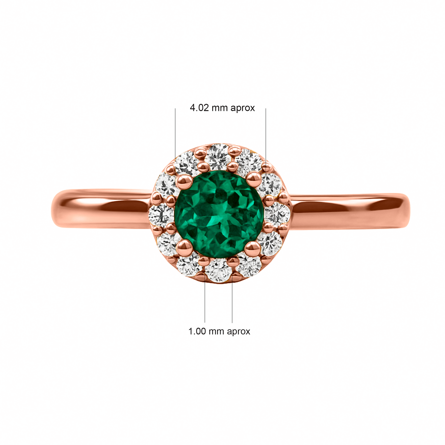 Anillo de Compromiso en Oro rosado 18k con Diamantes y Esmeralda