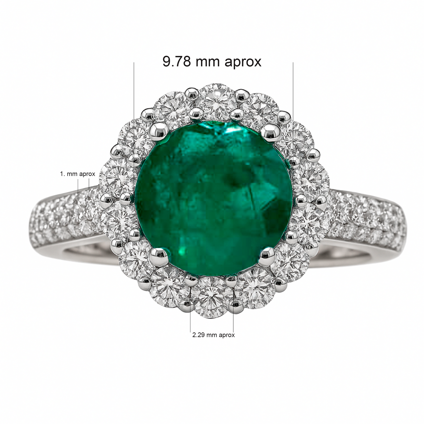 Anillo de Compromiso en Oro blanco 18k con Diamantes y Esmeralda marquesa