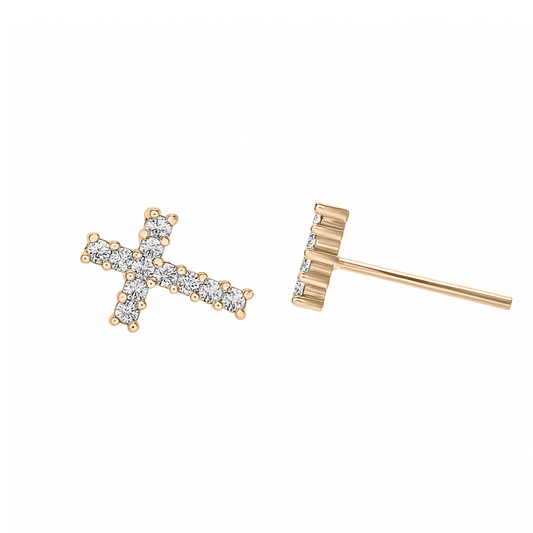 Topos De Cruces En Oro Amarillo 18k Con Diamantes