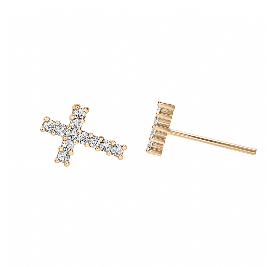 Topos De Cruces En Oro Amarillo 18k Con Diamantes