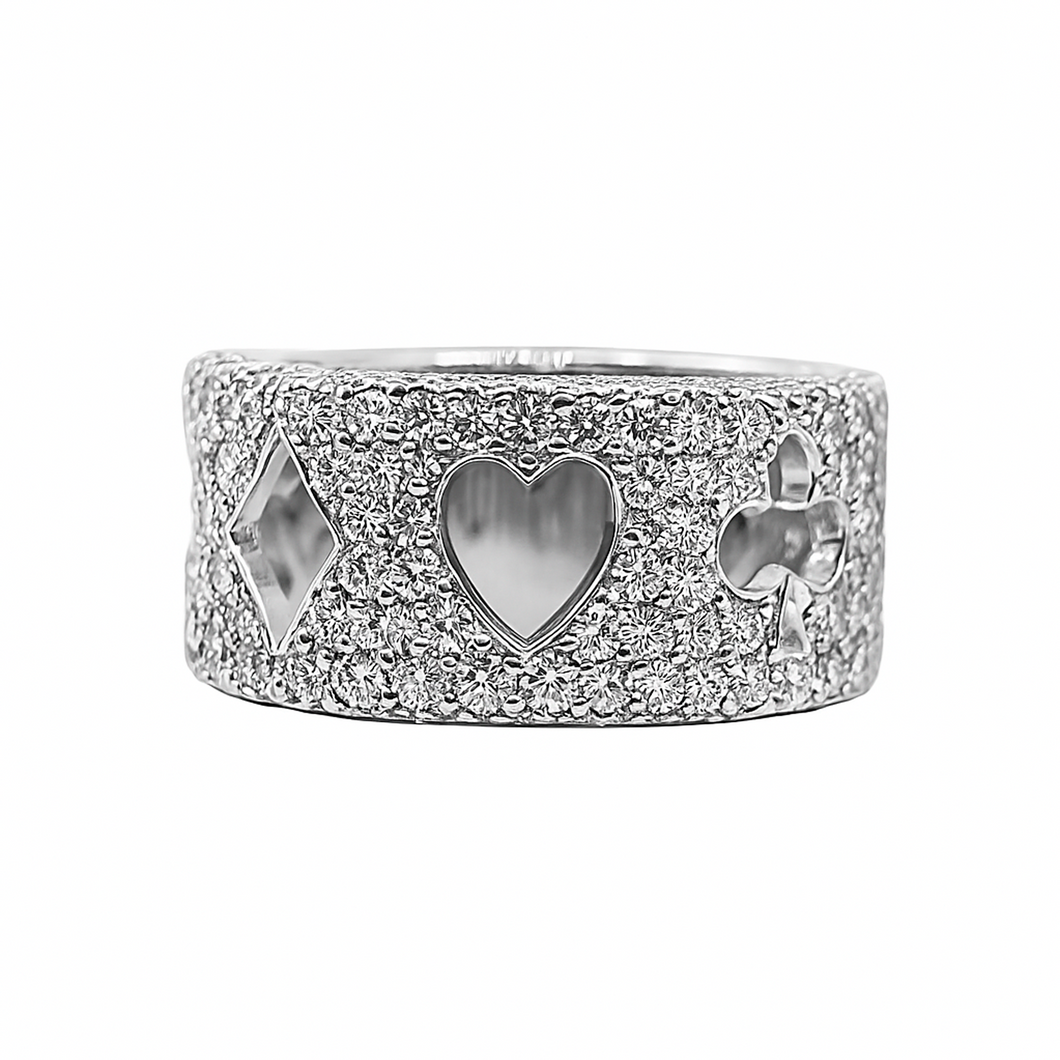 Anillo de póker de Diamantes Oro Blanco 18 k