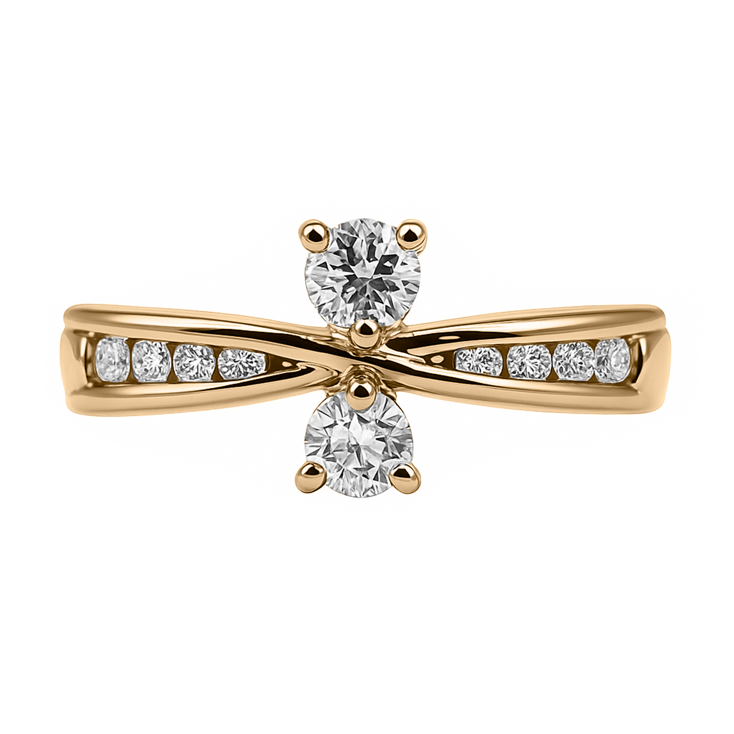 Anillo en Oro Amarillo 18k estilo Corbatín con Diamantes