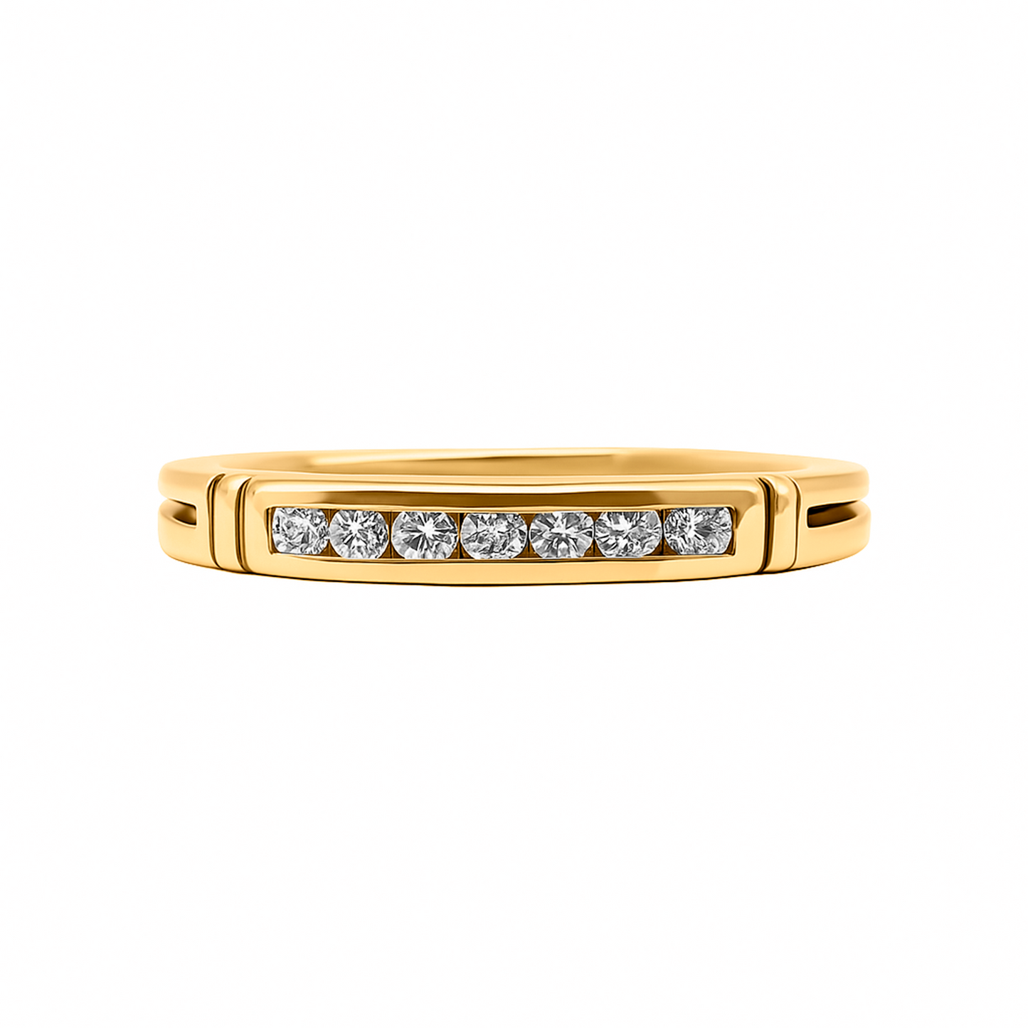 Anillo al Bisel de Oro Amarillo 18k con Diamantes