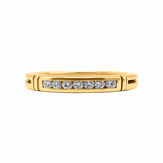 Anillo al Bisel de Oro Amarillo 18k con Diamantes