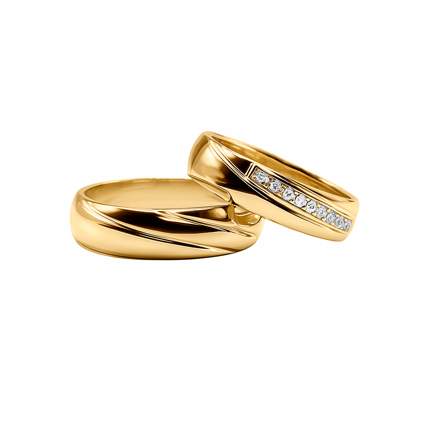 Alianza Anillos De Matrimonio : Oro Amarillo 18k, Zircón.