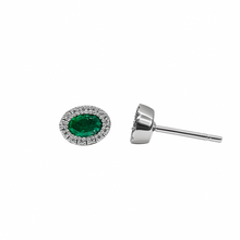 Cargar imagen en el visor de la galería, Topo Con Esmeralda y Diamante en Oro Blanco 18k
